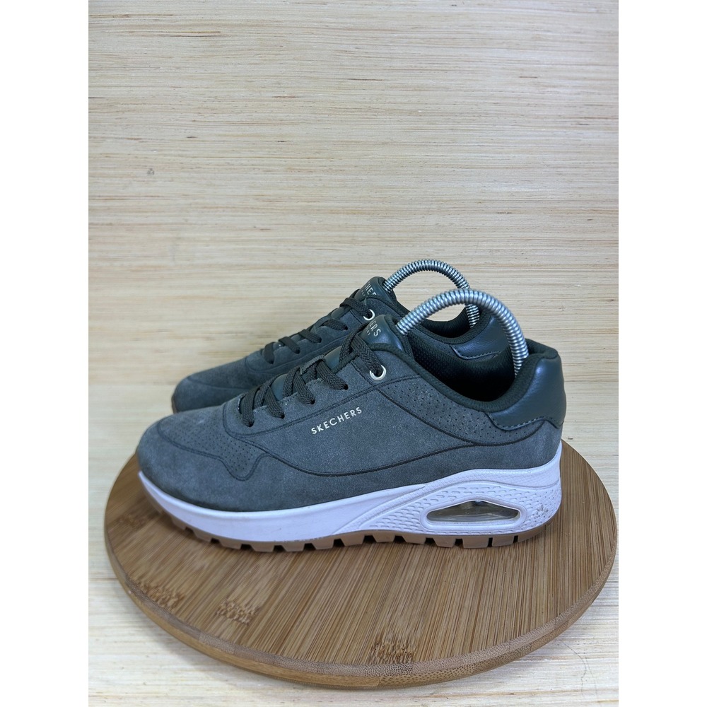 Skechers Uno Stand on Air Olive Green Leather Sneaker Shoes 155135 Womens 8